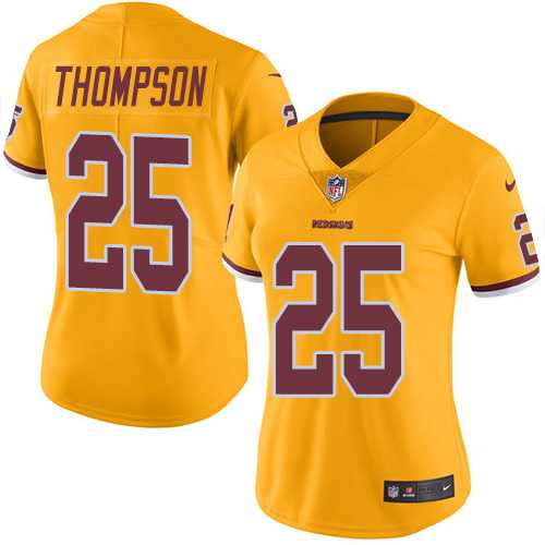 Women's Nike Washington Redskins #25 Chris Thompson Gold Stitched NFL Limited Rush Jersey