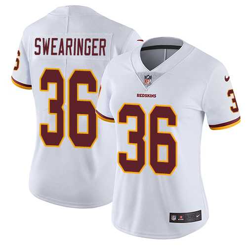 Women's Nike Washington Redskins #36 D.J. Swearinger Limited White Road Vapor Untouchable NFL Jersey