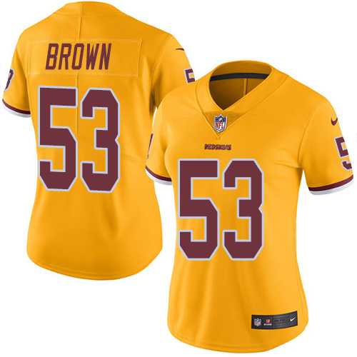 Women's Nike Washington Redskins #53 Zach Brown Gold Stitched NFL Limited Rush Jersey