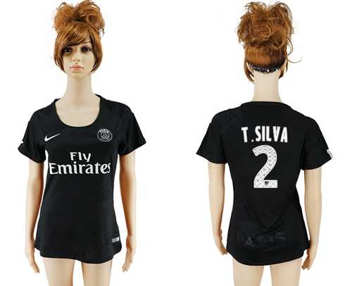 Women's Paris Saint-Germain #2 T.Silva Sec Away Soccer Club Jersey