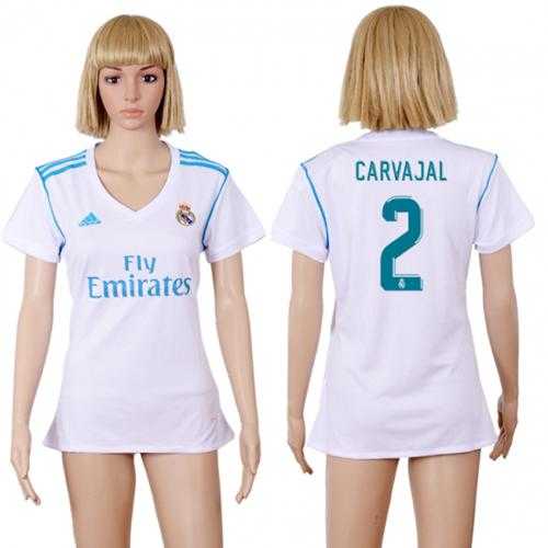 Women's Real Madrid #2 Carvajal Home Soccer Club Jersey