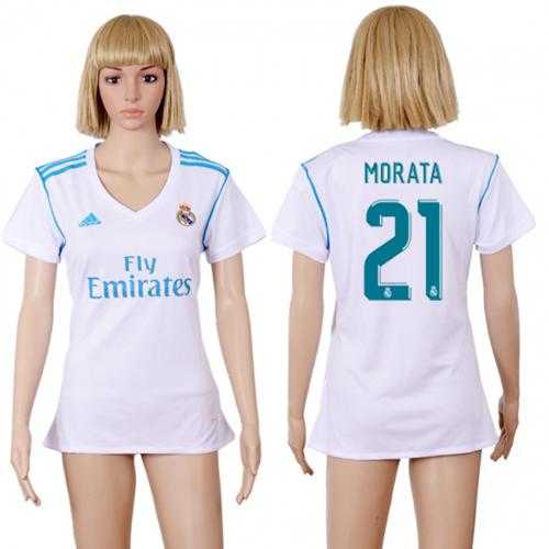 Women's Real Madrid #21 Morata Home Soccer Club Jersey