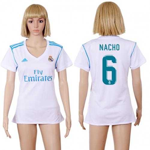Women's Real Madrid #6 Nacho Home Soccer Club Jersey