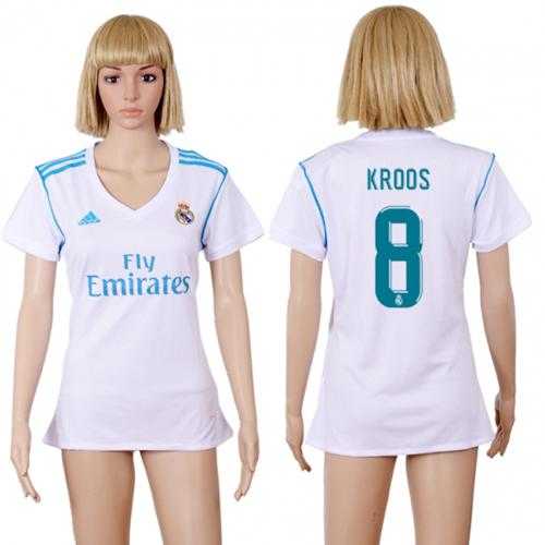 Women's Real Madrid #8 Kroos Home Soccer Club Jersey