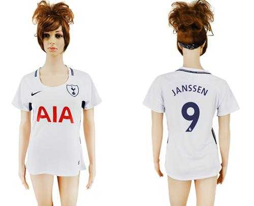 Women's Tottenham Hotspur #9 Janssen Home Soccer Club Jersey