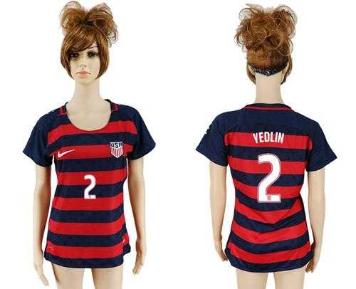 Women's USA #2 Yedlin Away Soccer Country Jersey