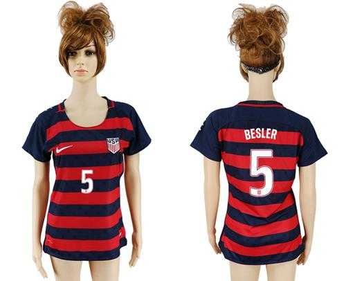 Women's USA #5 Besler Away Soccer Country Jersey