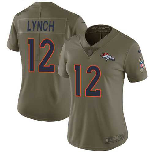 Womens Nike Denver Broncos #12 Paxton Lynch Olive Stitched NFL Limited 2017 Salute to Service Jersey