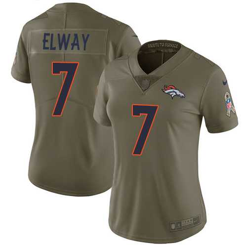 Womens Nike Denver Broncos #7 John Elway Olive Stitched NFL Limited 2017 Salute to Service Jersey