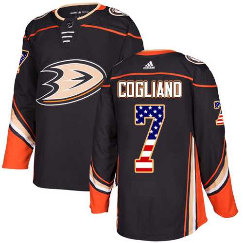 Youth Adidas Anaheim Ducks #7 Andrew Cogliano Black Home Authentic USA Flag Stitched NHL Jersey