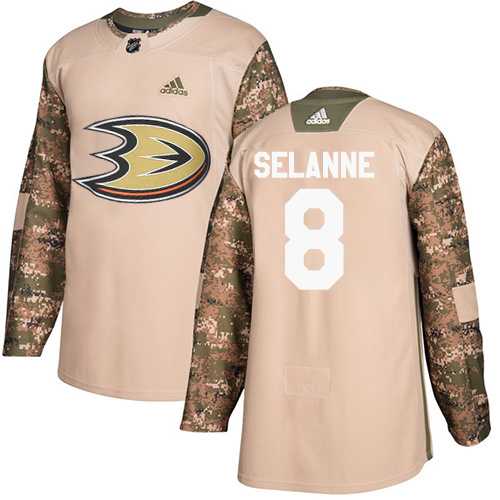 Youth Adidas Anaheim Ducks #8 Teemu Selanne Camo Authentic 2017 Veterans Day Stitched NHL Jersey