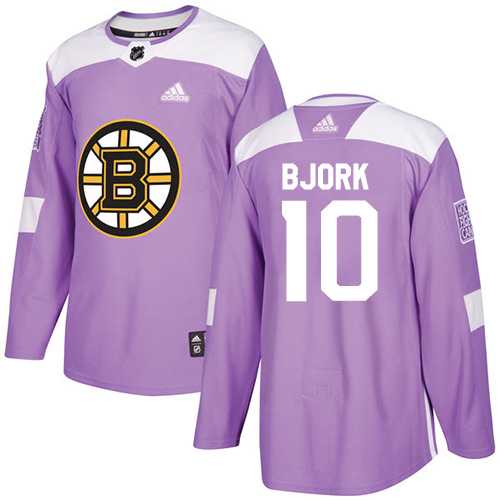 Youth Adidas Boston Bruins #10 Anders Bjork Purple Authentic Fights Cancer Stitched NHL Jersey