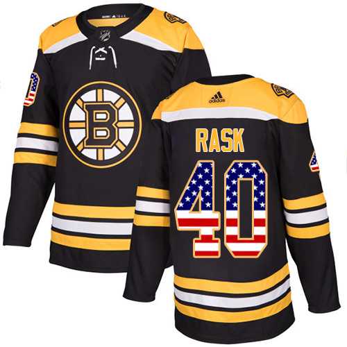 Youth Adidas Boston Bruins #40 Tuukka Rask Black Home Authentic USA Flag Stitched NHL Jersey