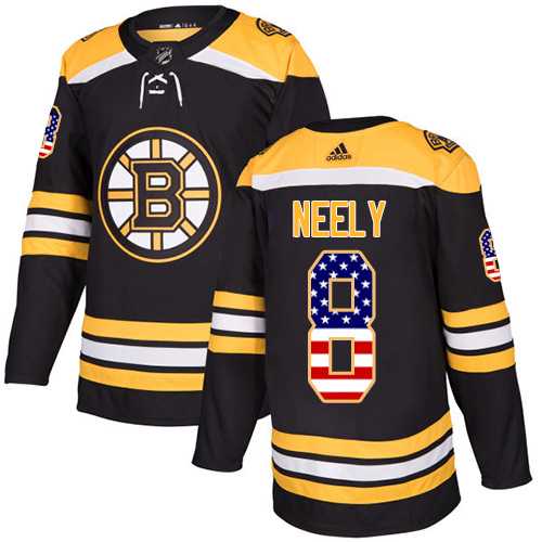Youth Adidas Boston Bruins #8 Cam Neely Black Home Authentic USA Flag Stitched NHL Jersey