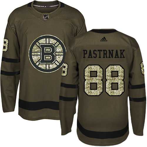 Youth Adidas Boston Bruins #88 David Pastrnak Green Salute to Service Stitched NHL Jersey
