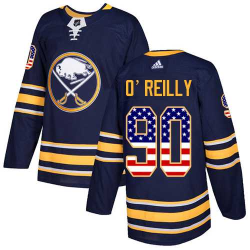 Youth Adidas Buffalo Sabres #90 Ryan O'Reilly Navy Blue Home Authentic USA Flag Stitched NHL Jersey