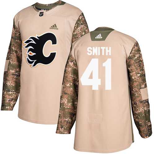 Youth Adidas Calgary Flames #41 Mike Smith Camo Authentic 2017 Veterans Day Stitched NHL Jersey
