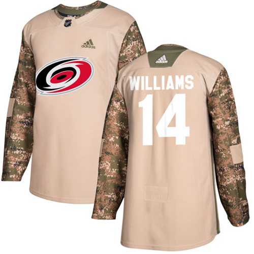 Youth Adidas Carolina Hurricanes #14 Justin Williams Camo Authentic 2017 Veterans Day Stitched NHL Jersey