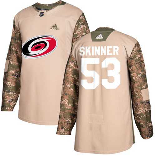 Youth Adidas Carolina Hurricanes #53 Jeff Skinner Camo Authentic 2017 Veterans Day Stitched NHL Jersey