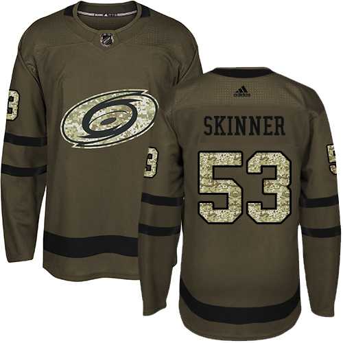 Youth Adidas Carolina Hurricanes #53 Jeff Skinner Green Salute to Service Stitched NHL Jersey