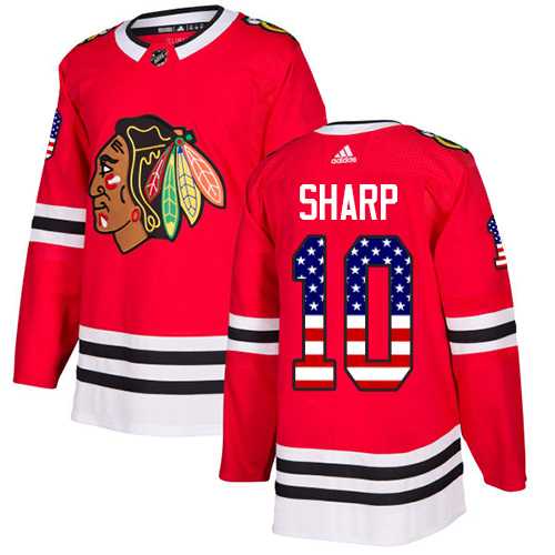 Youth Adidas Chicago Blackhawks #10 Patrick Sharp Red Home Authentic USA Flag Stitched NHL Jersey