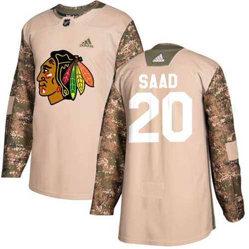 Youth Adidas Chicago Blackhawks #20 Brandon Saad Camo Authentic 2017 Veterans Day Stitched NHL Jersey
