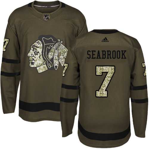 Youth Adidas Chicago Blackhawks #7 Brent Seabrook Green Salute to Service Stitched NHL Jersey
