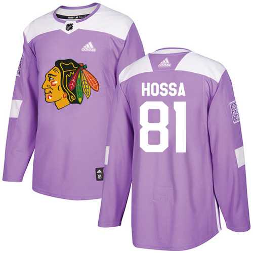 Youth Adidas Chicago Blackhawks #81 Marian Hossa Purple Authentic Fights Cancer Stitched NHL Jersey