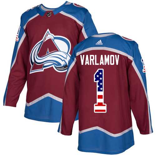 Youth Adidas Colorado Avalanche #1 Semyon Varlamov Burgundy Home Authentic USA Flag Stitched NHL Jersey