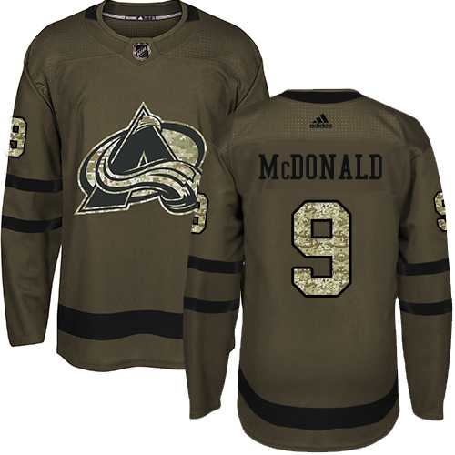 Youth Adidas Colorado Avalanche #9 Lanny McDonald Green Salute to Service Stitched NHL Jersey