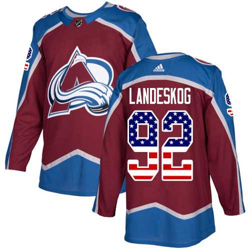 Youth Adidas Colorado Avalanche #92 Gabriel Landeskog Burgundy Home Authentic USA Flag Stitched NHL Jersey