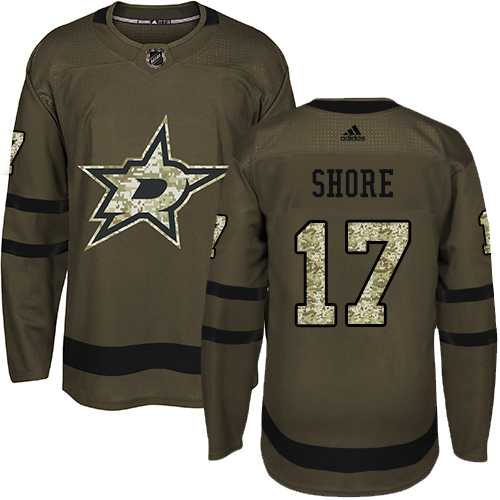 Youth Adidas Dallas Stars #17 Devin Shore Green Salute to Service Stitched NHL Jersey