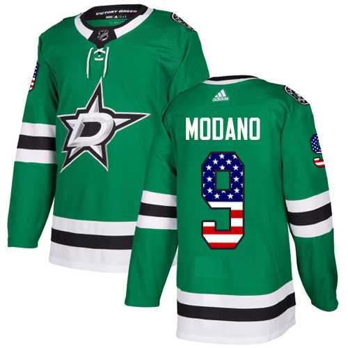 Youth Adidas Dallas Stars #9 Mike Modano Green Home Authentic USA Flag Stitched NHL Jersey