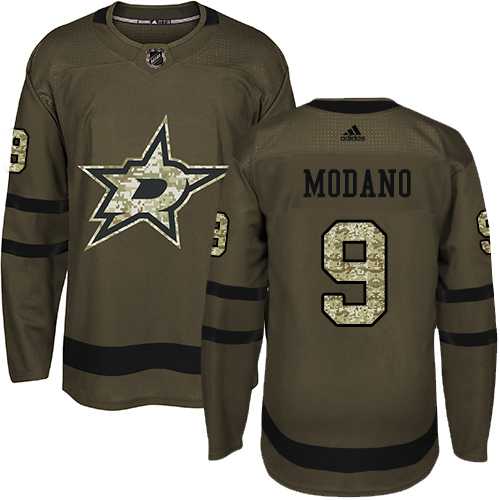Youth Adidas Dallas Stars #9 Mike Modano Green Salute to Service Stitched NHL Jersey