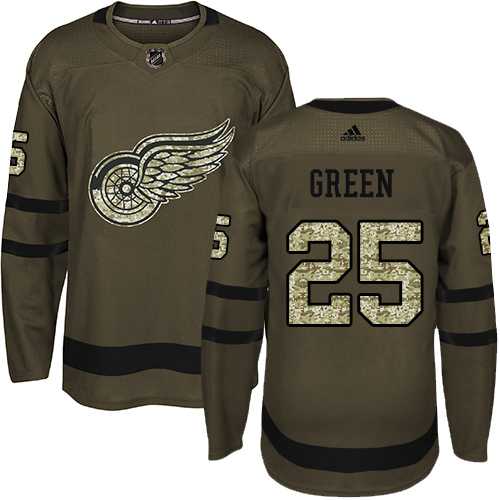 Youth Adidas Detroit Red Wings #25 Mike Green Green Salute to Service Stitched NHL Jersey