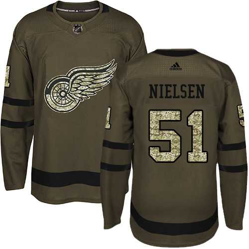 Youth Adidas Detroit Red Wings #51 Frans Nielsen Green Salute to Service Stitched NHL Jersey