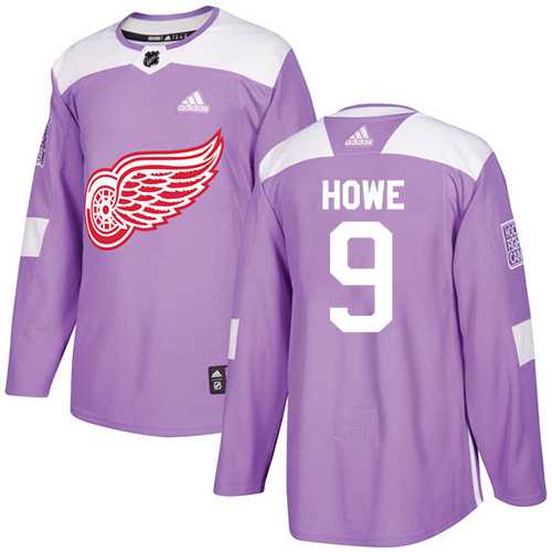 Youth Adidas Detroit Red Wings #9 Gordie Howe Purple Authentic Fights Cancer Stitched NHL Jersey