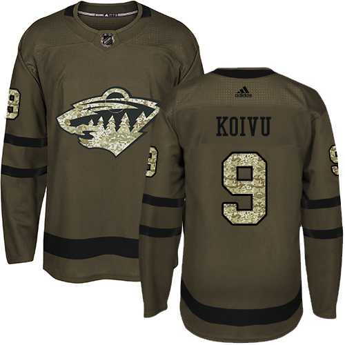 Youth Adidas Minnesota Wild #9 Mikko Koivu Green Salute to Service Stitched NHL Jersey