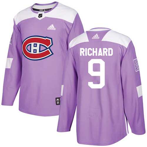 Youth Adidas Montreal Canadiens #9 Maurice Richard Purple Authentic Fights Cancer Stitched NHL Jersey