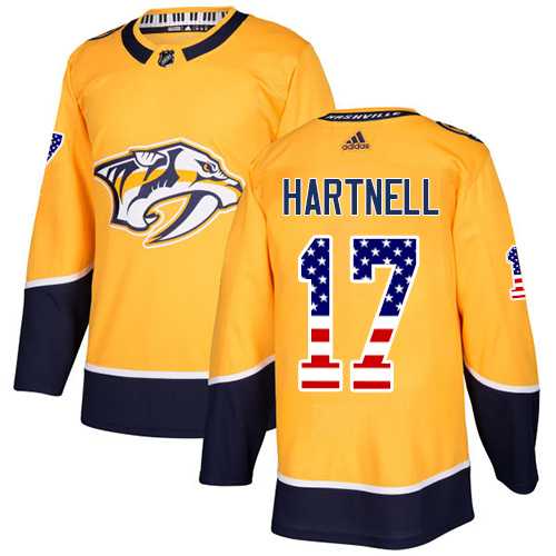 Youth Adidas Nashville Predators #17 Scott Hartnell Yellow Home Authentic USA Flag Stitched NHL Jersey