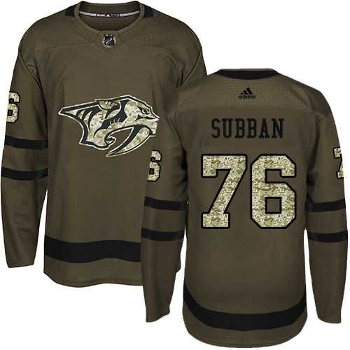 Youth Adidas Nashville Predators #76 P.K Subban Green Salute to Service Stitched NHL Jersey