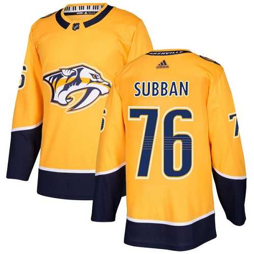 Youth Adidas Nashville Predators #76 P.K Subban Yellow Home Authentic Stitched NHL Jersey