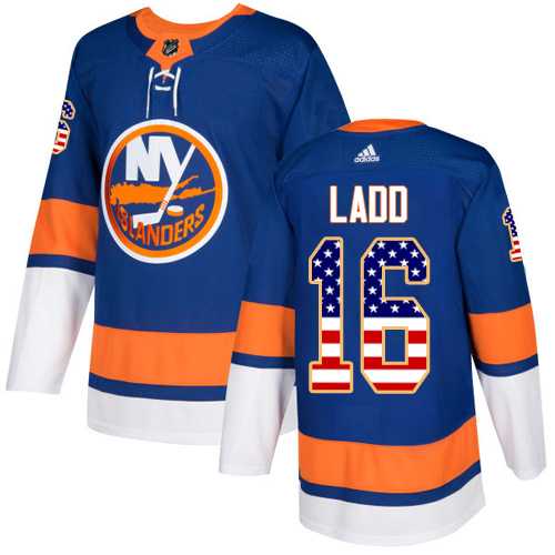 Youth Adidas New York Islanders #16 Andrew Ladd Royal Blue Home Authentic USA Flag Stitched NHL Jersey