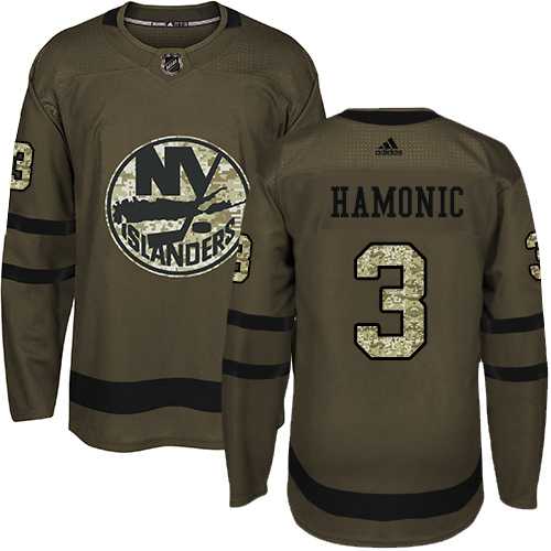 Youth Adidas New York Islanders #3 Travis Hamonic Green Salute to Service Stitched NHL Jersey