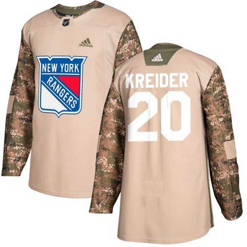 Youth Adidas New York Rangers #20 Chris Kreider Camo Authentic 2017 Veterans Day Stitched NHL Jersey