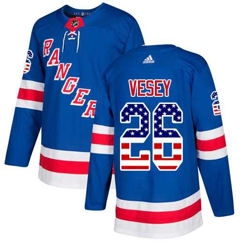 Youth Adidas New York Rangers #26 Jimmy Vesey Royal Blue Home Authentic USA Flag Stitched NHL Jersey