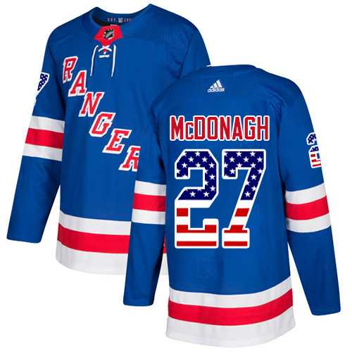 Youth Adidas New York Rangers #27 Ryan McDonagh Royal Blue Home Authentic USA Flag Stitched NHL Jersey