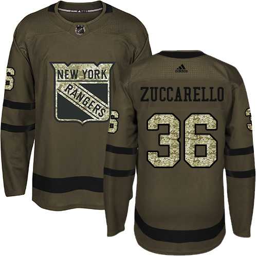 Youth Adidas New York Rangers #36 Mats Zuccarello Green Salute to Service Stitched NHL Jersey