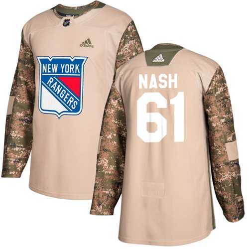 Youth Adidas New York Rangers #61 Rick Nash Camo Authentic 2017 Veterans Day Stitched NHL Jersey