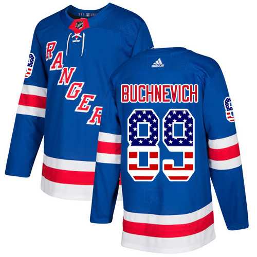 Youth Adidas New York Rangers #89 Pavel Buchnevich Royal Blue Home Authentic USA Flag Stitched NHL Jersey